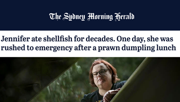Jennifer ate shellfish for decades. One day, she was rushed to emergency after a prawn dumpling lunch