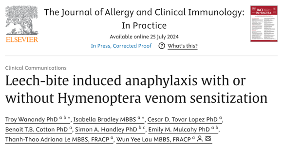 Leech-bite induced anaphylaxis
